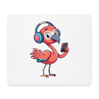 Flamingo Funny Cartoon Character Musique de casque - Tapis de souris (format paysage) - blanc - Devant