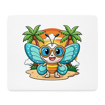 Schmetterling Lustige Cartoon Sommer Strand Sonnenbrille - Mousepad (Querformat) - Weiß - Vorne