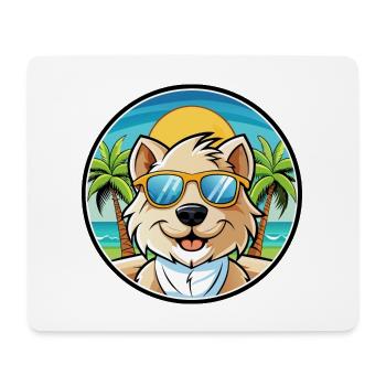 Bolognese Chien Race Dessin Animé Lunettes De Soleil Plage - Tapis de souris (format paysage) - blanc - Devant