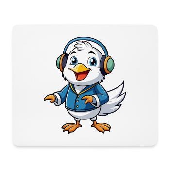 Mouette Funny Cartoon Character Musique de casque - Tapis de souris (format paysage) - blanc - Devant