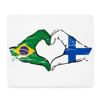 Brazil Finland Flag Hands Heart Shape Used - Mouse Pad (horizontal) - white - Front