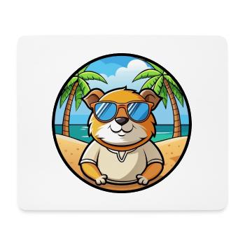 Cochon d’Inde Drôle Dessin Animé Plage Été Lunettes de soleil - Tapis de souris (format paysage) - blanc - Devant