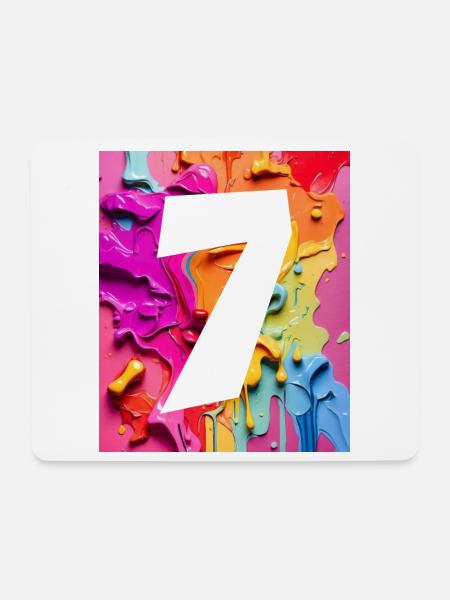 NR. 7 NUMMER 7 BUNT 7. GEBURTSTAG - Mousepad (Querformat) - Weiß