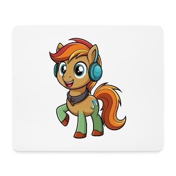 Pony Lustige Zeichentrickfigur Kopfhörer Musik - Mousepad (Querformat) - Weiß - Vorne