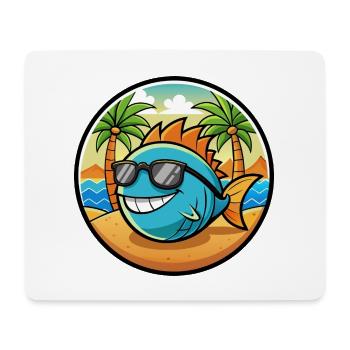 Fisch Lustige Cartoon Sommer Strand Sonnenbrille Aufkleber - Mousepad (Querformat) - Weiß - Vorne