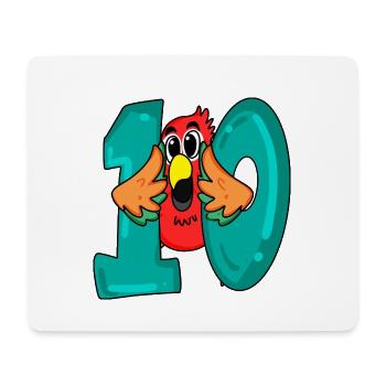 10 anniversaire - oiseau perroquet avec le numéro 10 - Tapis de souris (format paysage) - blanc - Devant