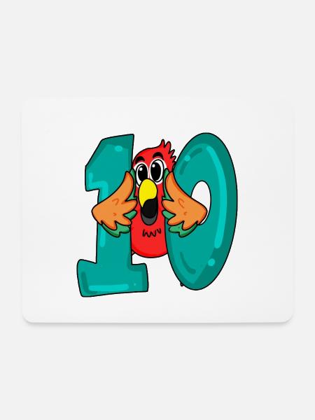 10 Geburtstag - Papagei Vogel mit der Nummer 10 - Mousepad (Querformat) - Weiß