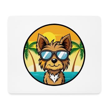 Yorkshire Terrier Dog Breed Cartoon Beach - Mouse Pad (horizontal) - white - Front