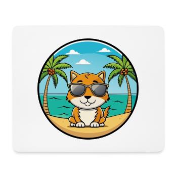 Chypre Chat Race Dessin Animé Lunettes De Soleil Plage - Tapis de souris (format paysage) - blanc - Devant