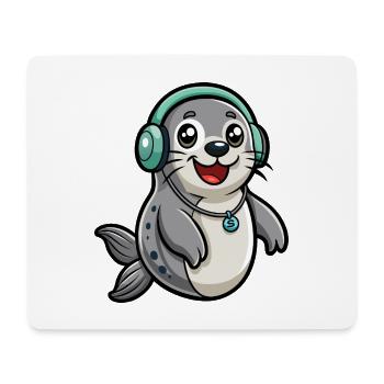 Seal Funny Cartoon Character Musique de casque - Tapis de souris (format paysage) - blanc - Devant