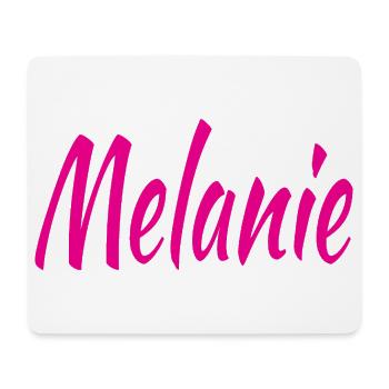 Melanie Schrift Neon Pink auf Schwarz - Mousepad (Querformat) - Weiß - Vorne