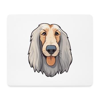 Afghanischer Jagdhund Rasse Aquarell Karikatur Kawaii C - Mousepad (Querformat) - Weiß - Vorne