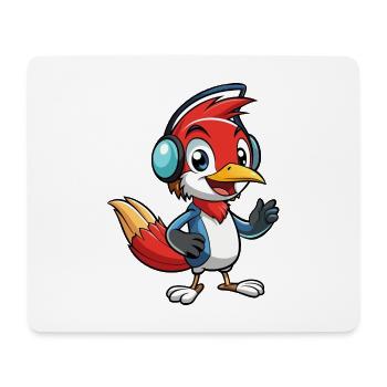 Woodpecker Lustige Zeichentrickfigur Kopfhörermusik - Mousepad (Querformat) - Weiß - Vorne