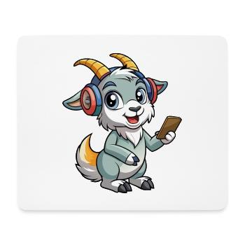 Ziege Lustige Zeichentrickfigur Kopfhörer Musik - Mousepad (Querformat) - Weiß - Vorne