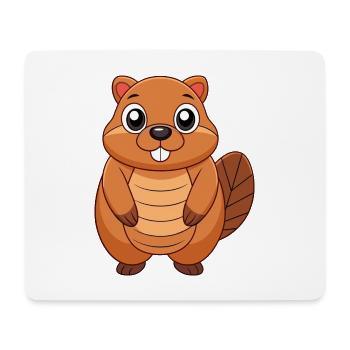 Biber Niedliche Maskottchen Zeichentrickfigur Kawaii - Mousepad (Querformat) - Weiß - Vorne