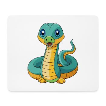 Anaconda Mascotte mignonne Personnage de dessin animé Kawaii - Tapis de souris (format paysage) - blanc - Devant