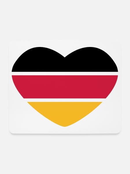 Herz 3farbig - Schwarz Rot Gold - Deutschland - Mousepad (Querformat) - Weiß
