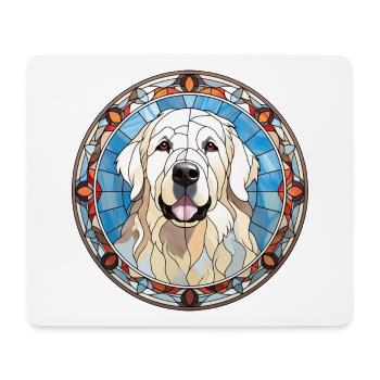 Große Pyrenäen Hunderasse Aquarellglas - Mousepad (Querformat) - Weiß - Vorne