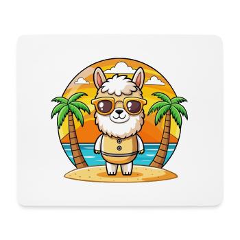 Lama Lustige Cartoon Sommer Strand Sonnenbrille - Mousepad (Querformat) - Weiß - Vorne