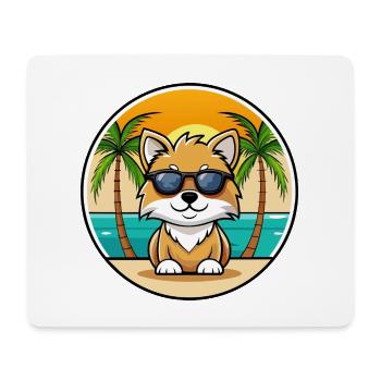 Spielzeug Deutscher Spitz Hund Rasse Cartoon Sonnenbrille Strand - Mousepad (Querformat) - Weiß - Vorne