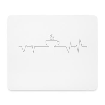 EKG, Kaffee , Herzschlag - Mousepad (Querformat) - Weiß - Vorne