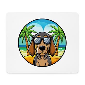 Black And Tan Coonhound Dog Breed Cartoon Beach - Mouse Pad (horizontal) - white - Front