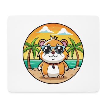 Cochon d’Inde Drôle Dessin Animé Plage Été Lunettes de soleil - Tapis de souris (format paysage) - blanc - Devant