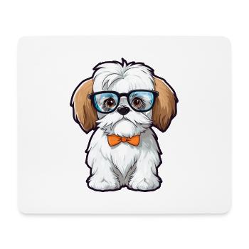 Malteser Shih Tzu Hund Rasse Aquarell Cartoon Kawa - Mousepad (Querformat) - Weiß - Vorne