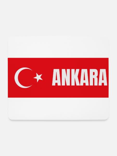 Ankara City in türkischer Flagge - Mousepad (Querformat) - Weiß