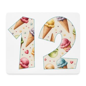 GLACE NUMÉRO 12 ANS CRÈME GLACÉE 12E ANNIVERSAIRE - Tapis de souris (format paysage) - blanc - Devant