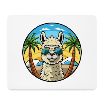 Alpaka Lustige Cartoon Sommer Strand Sonnenbrille Cool - Mousepad (Querformat) - Weiß - Vorne