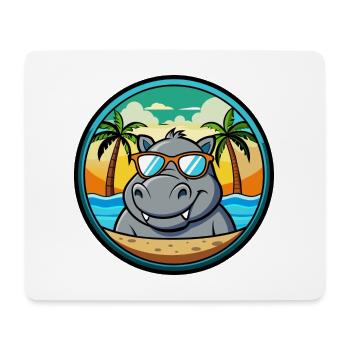 Nilpferd Lustige Cartoon Sommer Strand Sonnenbrille Cool - Mousepad (Querformat) - Weiß - Vorne