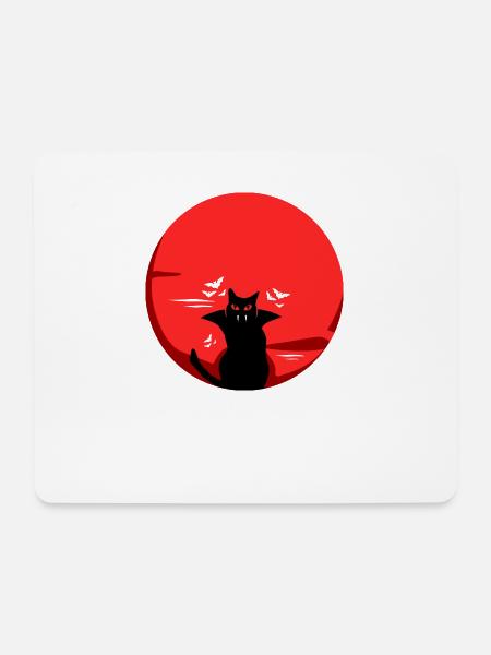 Schwarze Katze Vampir - Mousepad (Querformat) - Weiß