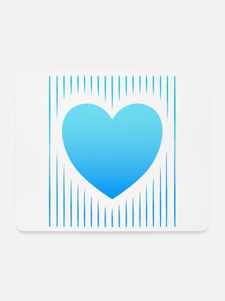 blaues Herz blaue Linien - Mousepad (Querformat) - Weiß