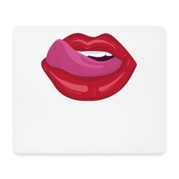Rote Lippen mit Zunge - Sexy Kussmund Pop Art - Mousepad (Querformat) - Weiß - Vorne
