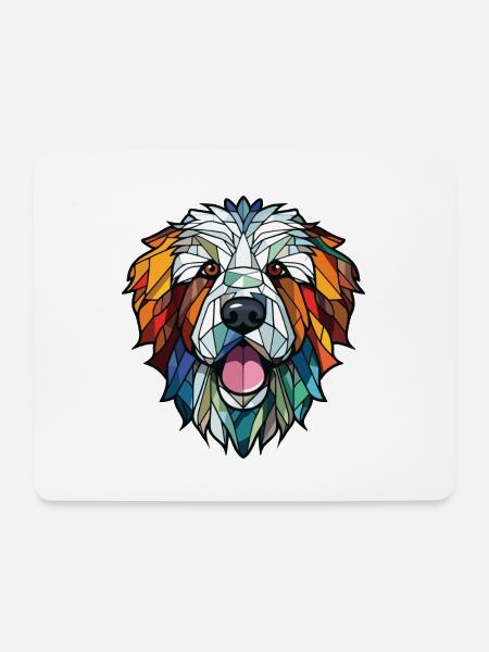 Pyrenäen-Schäferhund-Rasse buntes Aquarell - Mousepad (Querformat) - Weiß