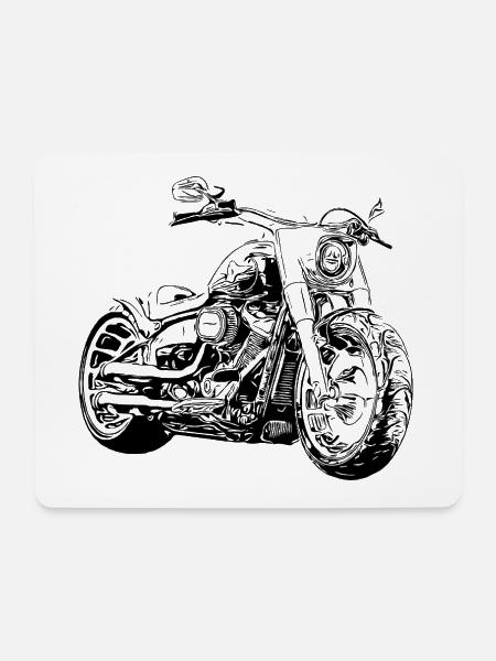 Amerikanischer V2 Chopper Schwarz - Mousepad (Querformat) - Weiß
