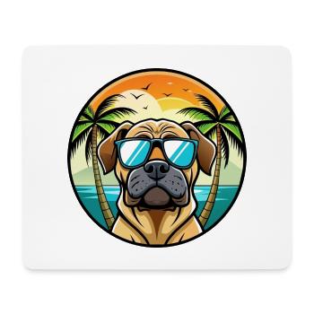 Englische Dogge Hund Rasse Cartoon Sonnenbrille Strand - Mousepad (Querformat) - Weiß - Vorne