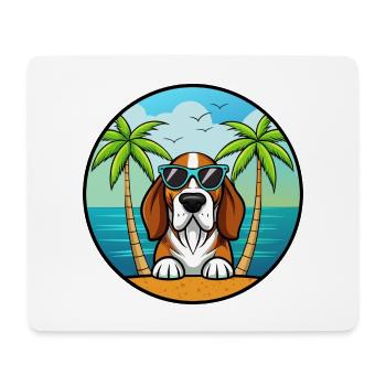Basset Bleu De Gascogne Hunderasse Cartoon Beach - Mousepad (Querformat) - Weiß - Vorne