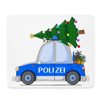 Polizeiauto Weihnachten - Mousepad (Querformat) - Weiß - Vorne
