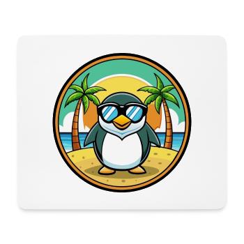 Pinguin Lustige Cartoon Sommer Strand Sonnenbrille Cool - Mousepad (Querformat) - Weiß - Vorne