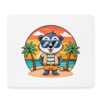 Dachs Lustige Cartoon Sommer Strand Sonnenbrille - Mousepad (Querformat) - Weiß - Vorne