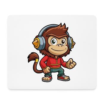 Affe Lustige Zeichentrickfigur Kopfhörer Musik - Mousepad (Querformat) - Weiß - Vorne