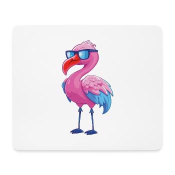 Flamingo mit Brille Cartoon Kawaii Illustration - Mousepad (Querformat) - Weiß - Vorne