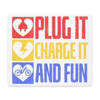 Einstecken, aufladen und Spaß haben Elektrofahrrad - Mousepad (Querformat) - Weiß - Vorne