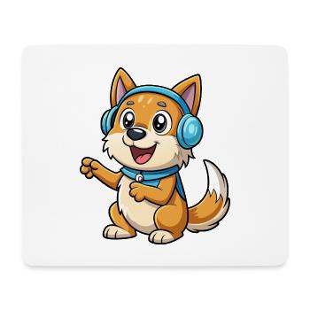 Hund Lustige Zeichentrickfigur Kopfhörer Musik - Mousepad (Querformat) - Weiß - Vorne