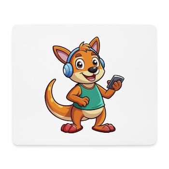 Känguru Lustige Zeichentrickfigur Kopfhörer Musik - Mousepad (Querformat) - Weiß - Vorne