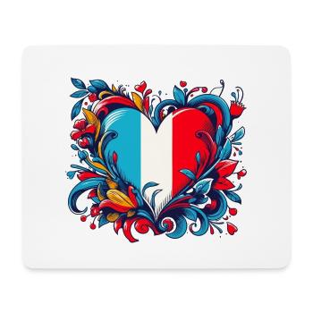 Französisches Vintage-Herz - Mousepad (Querformat) - Weiß - Vorne