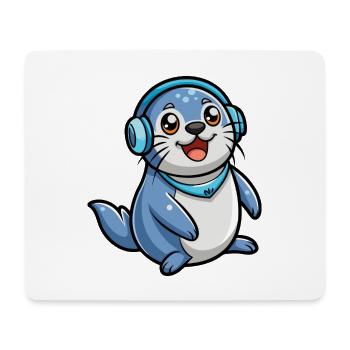 Seal Funny Cartoon Character Musique de casque - Tapis de souris (format paysage) - blanc - Devant