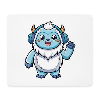 Yeti Lustige Zeichentrickfigur Kopfhörer Musik - Mousepad (Querformat) - Weiß - Vorne